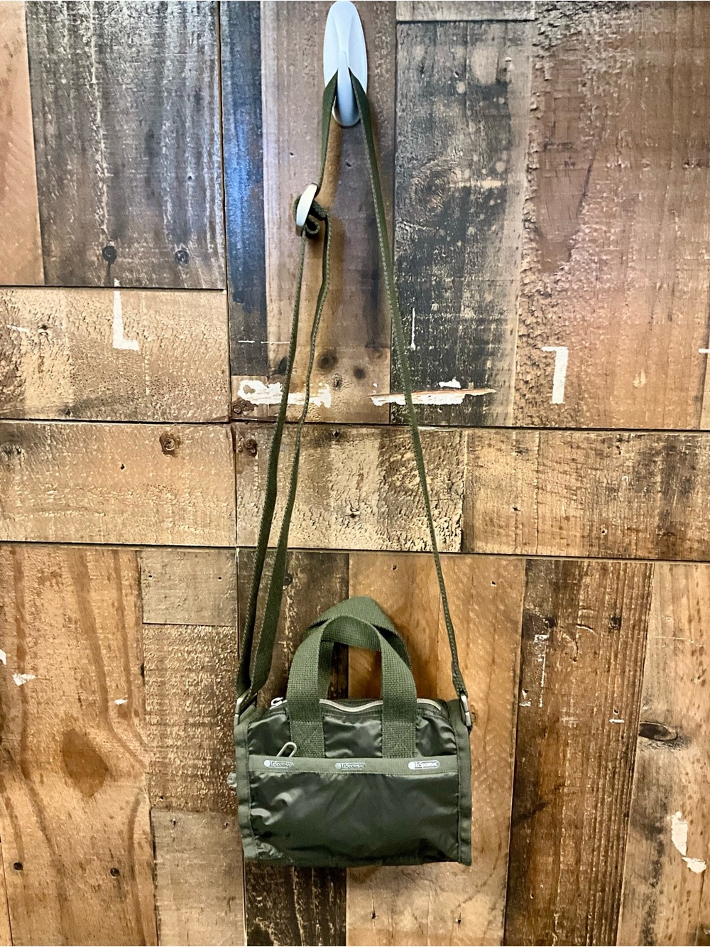 Lesportsac, Militar Green, Mini Nylon Crossbody Bag